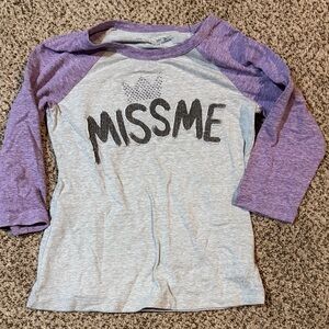 Miss Me Purple and Gray Kids Raglan Shirt